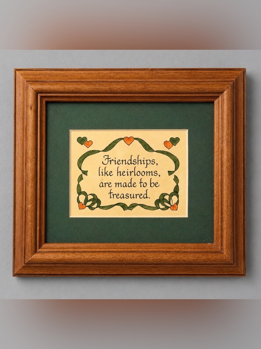 Vintage Framed Friendship Heirloom Wall Art - Green and Tan